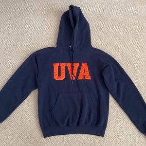 Champion University of Virginia UVA Hoodie Navy Blue Orange Unisex Small EUC